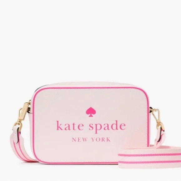 Kate Spade NEW Pink Crossbody Mini Camera Bag with Guitar Strap - Picture 1 of 16